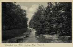 15117 Gezicht op de zandweg en het rijwielpad Lage Vuursche-Hollandsche Rading te Lage Vuursche (gemeente Baarn).